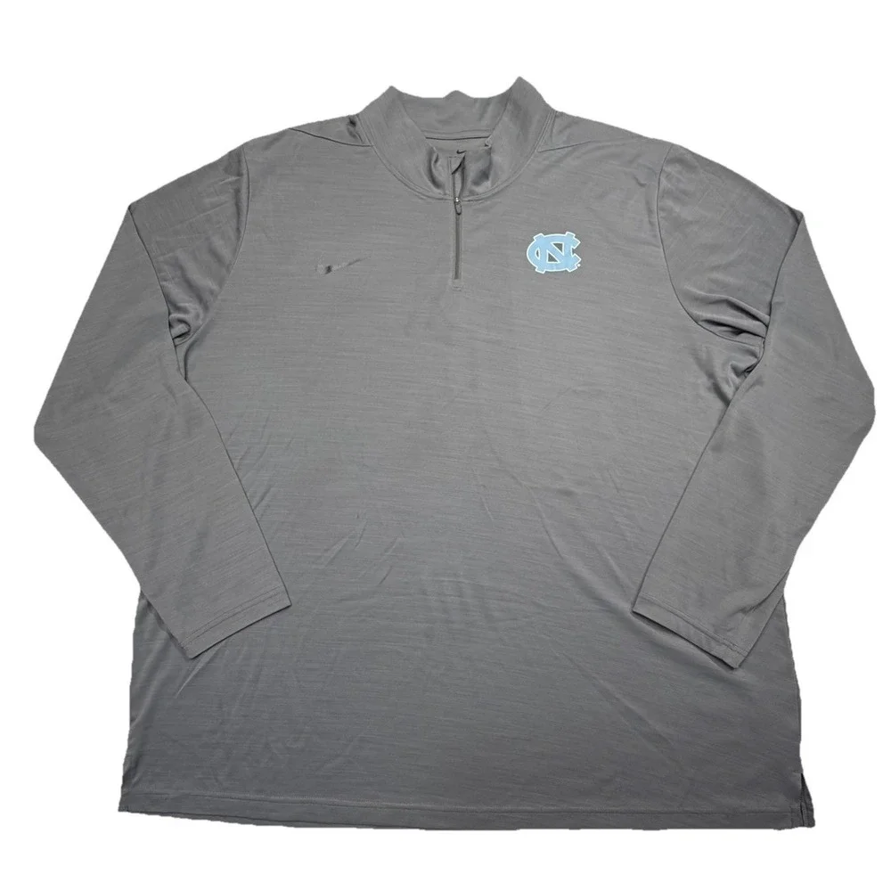 Nike Dri-FIT UNC Tar Heels Quarter Zip Pullover Gray 4XT Tall Men's 4XL NCAA
